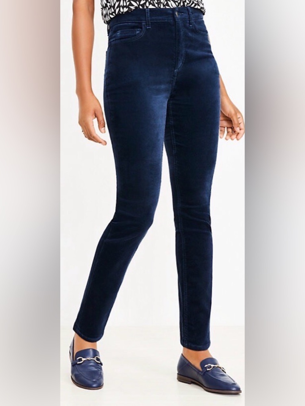 LOFT Deep Navy Velvet Skinny Jeans for Women